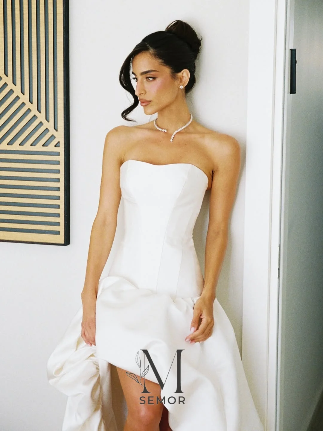 Semor Customized Elegant Strapless Sleeveless Hi-Lo Wedding Dresses Asymmetrical Pleat Draped Stain 2026 New Vestido De Novia