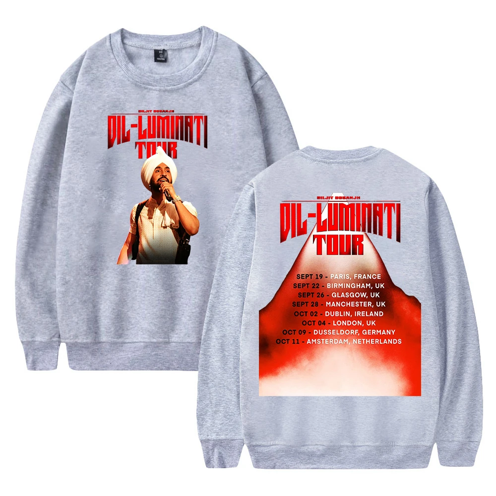 Diljit Dosanjh dil-luminati Tour Europa 2024 Merch Crewneck ropa de calle de manga larga para hombres y mujeres, sudadera, ropa de Hip Hop