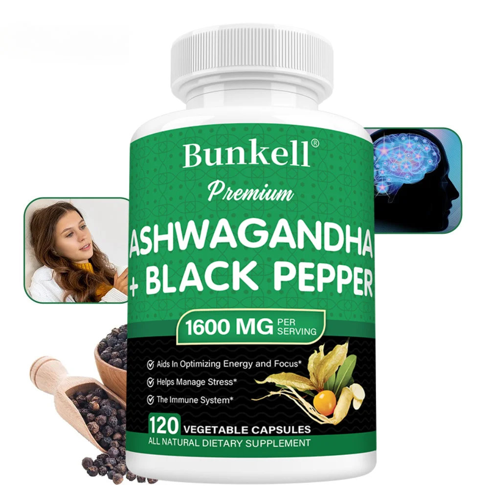 

Ashwagandha Root Extract Capsules with Black Pepper, Support Daily Energy, Mood Relaxation, Sleep Quality & Body Wellness