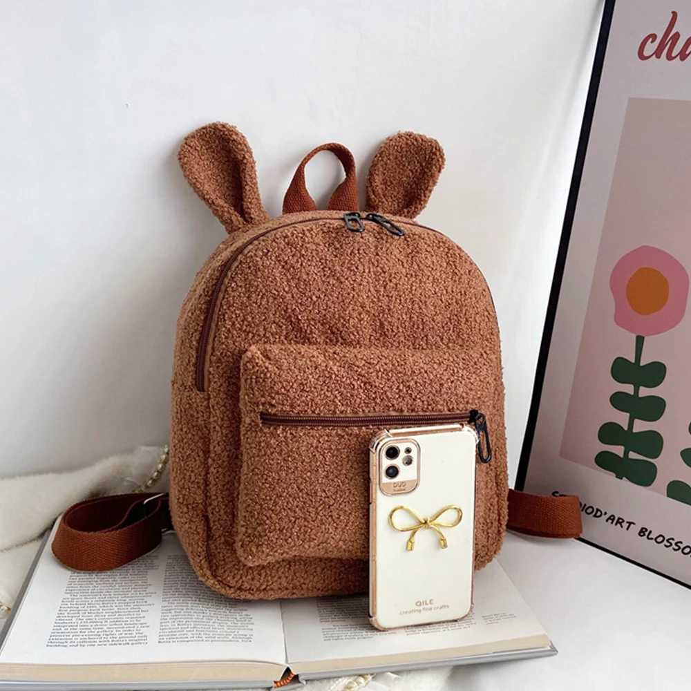 Personalized embroidered plush cute backpack, custom with any name, portable children's travel bag, bear shaped shoulder bag