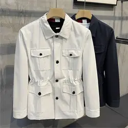 Autumn and Winter Korean Version Handsome Men's New Workwear Style Lapel Jacket Retro Top Light Mature Trendy Jacket
