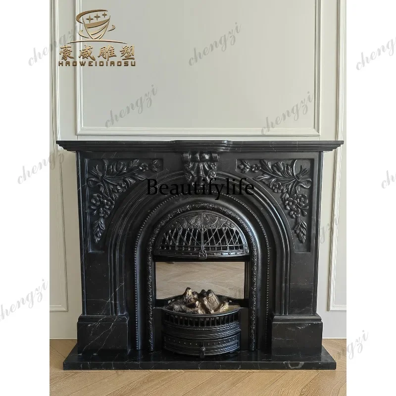 CC85 Marble fireplace relief American fireplace natural marble jade decorative cabinet simple customization