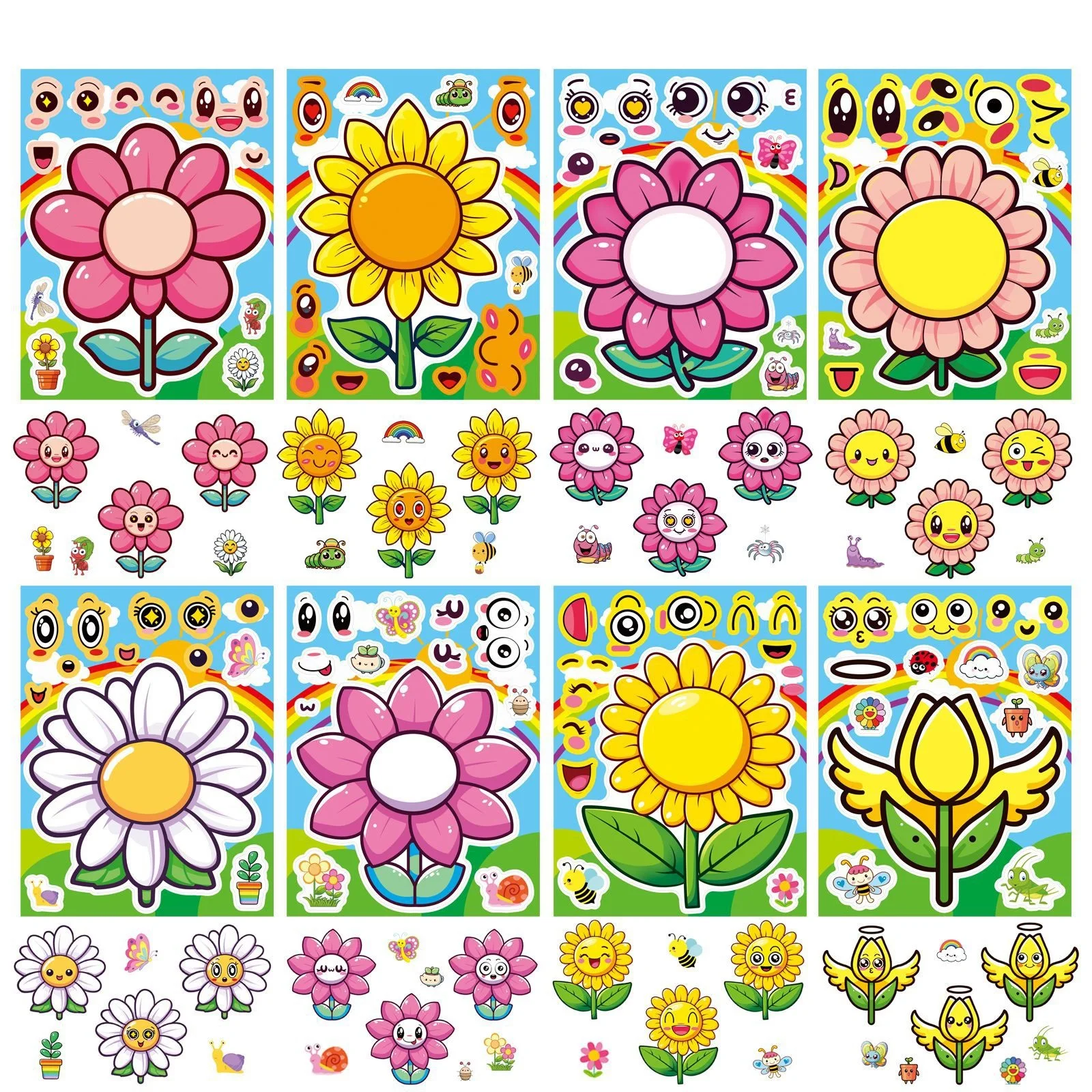 8/16/24 pezzi cartone animato girasole puzzle di grandi dimensioni adesivi creativi per la decorazione regalo valigia notebook frigorifero auto riutilizzabile