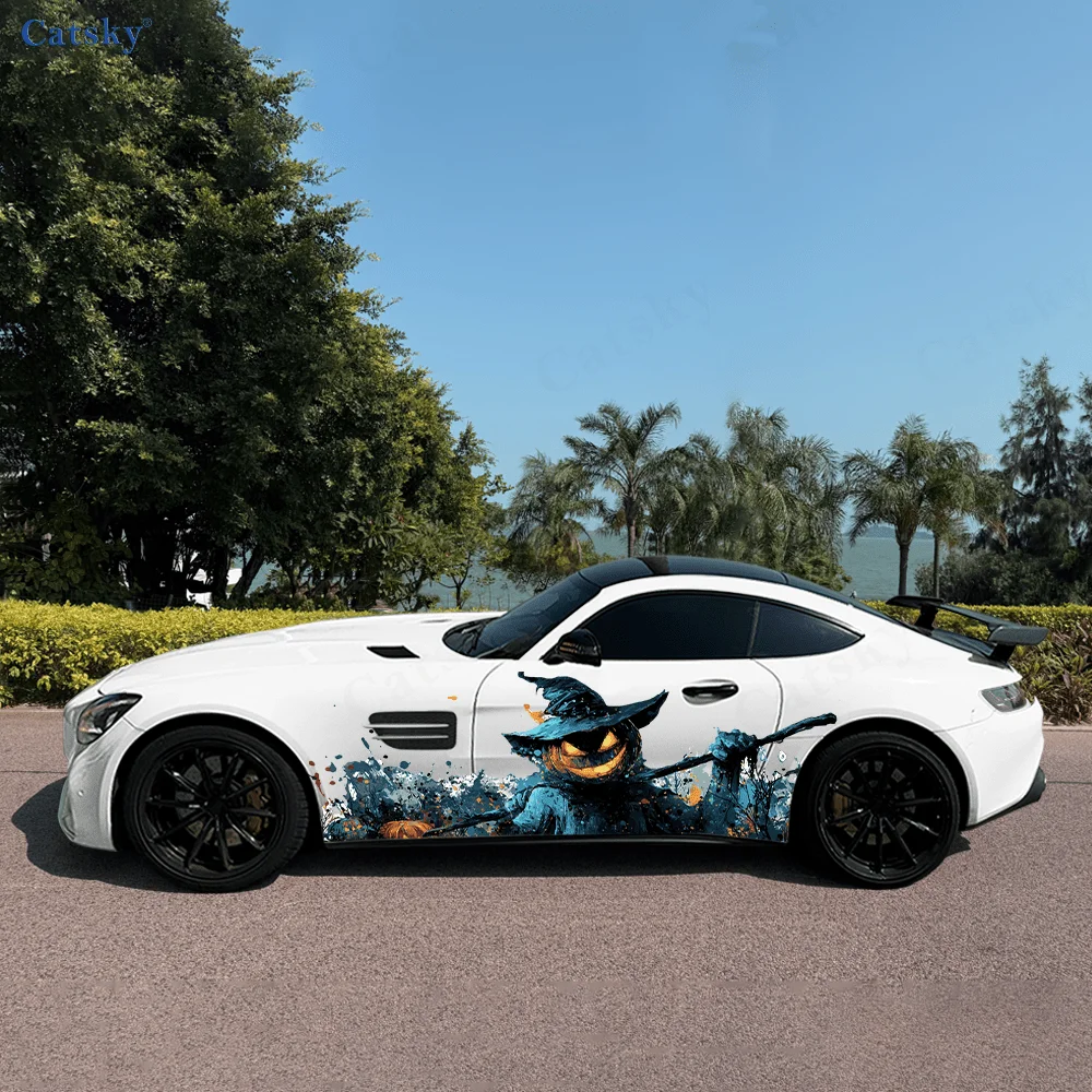 

Злая тыква, пугало, автомобильные виниловые обертывания, самоклеящаяся наклейка из ПВХ, подходит для грузовиков, внедорожников, украшения, автоаксессуары, подарок