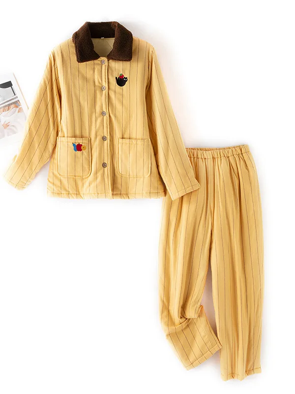 

Ultra-Thi Pure Cotton Couples Spwear Tee-Layer Cotton Jaet Home Clothes Warm Soft Long Sve Pants for Winter