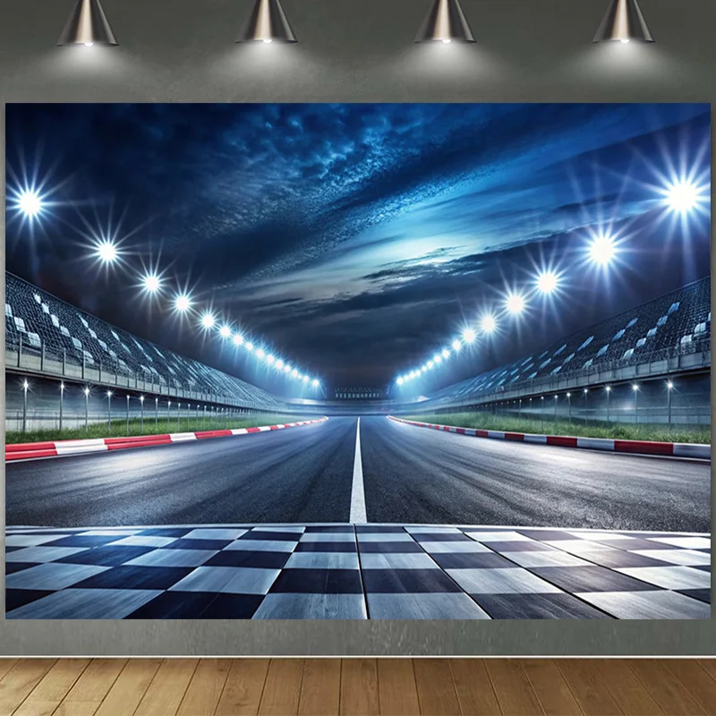 Polyester Sports Stadium Wall Tapestry Mural Decor Backdrop Art Background Race Track Arena Night Scene Room Decor Gym Wallpaper