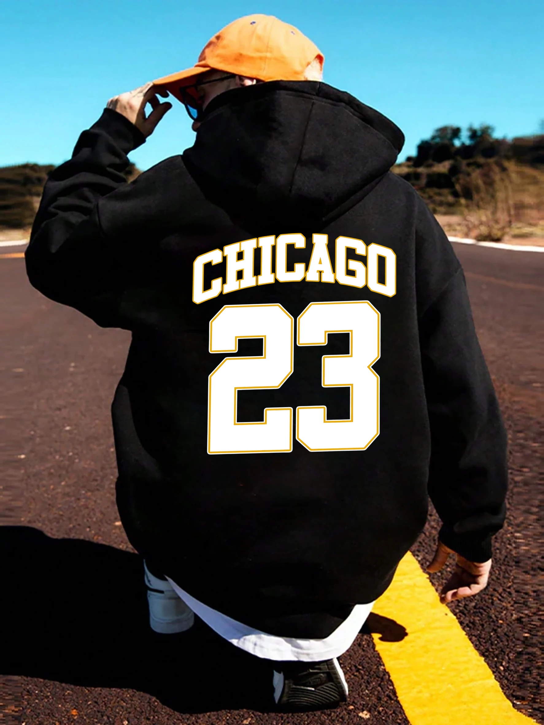 

Мужская толстовка с принтом Chicago Number 23, осенние толстовки с карманами, повседневная флисовая толстовка унисекс, удобные мужские пуловеры в стиле хип-хоп