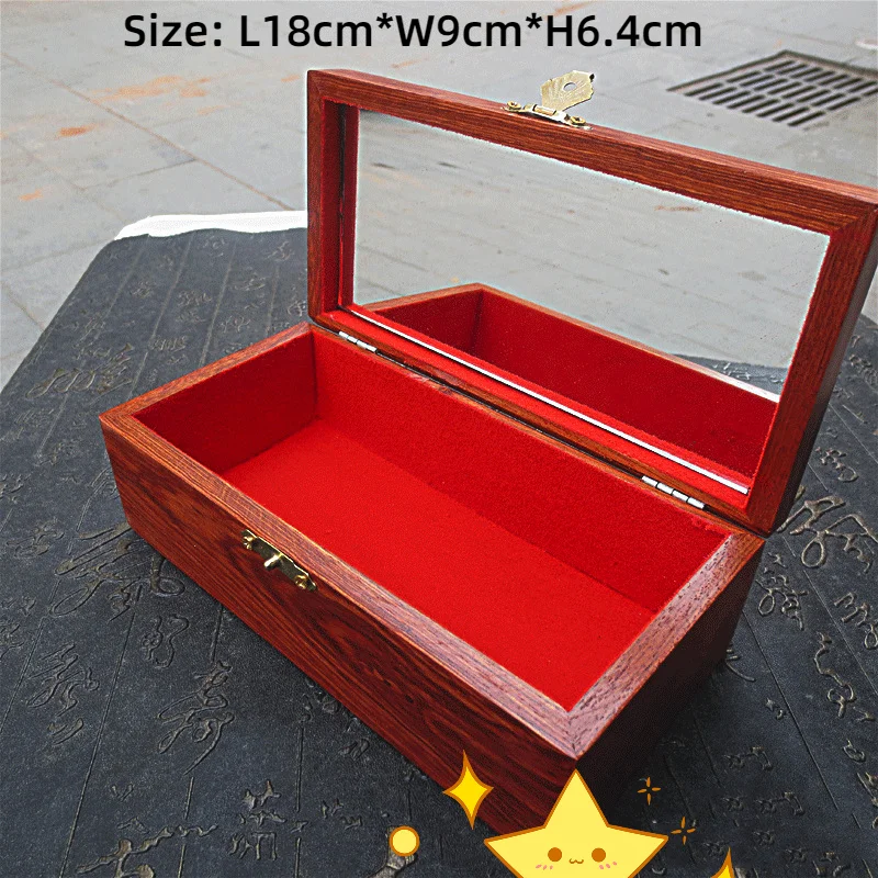 Large 18cm Wooden Mahogany Chinese Vintage with Buckle Burmese Pear Wood Miscellaneous Lipstick Lipstick Bracelet Jewellery Box