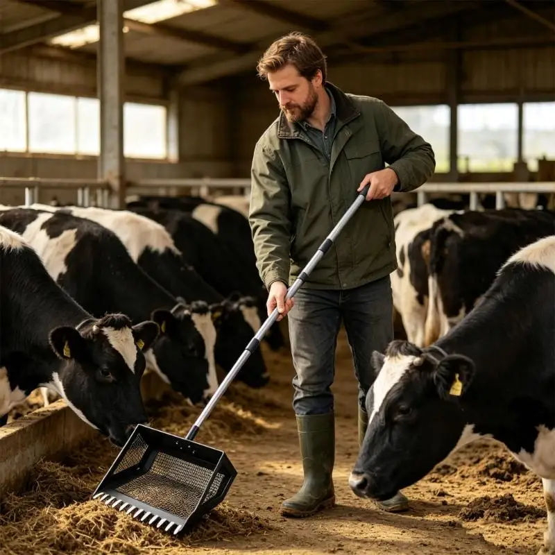 Metal Cleaning Shovel For Farms Adjustable Handle And 38Cm Width Head A2BB