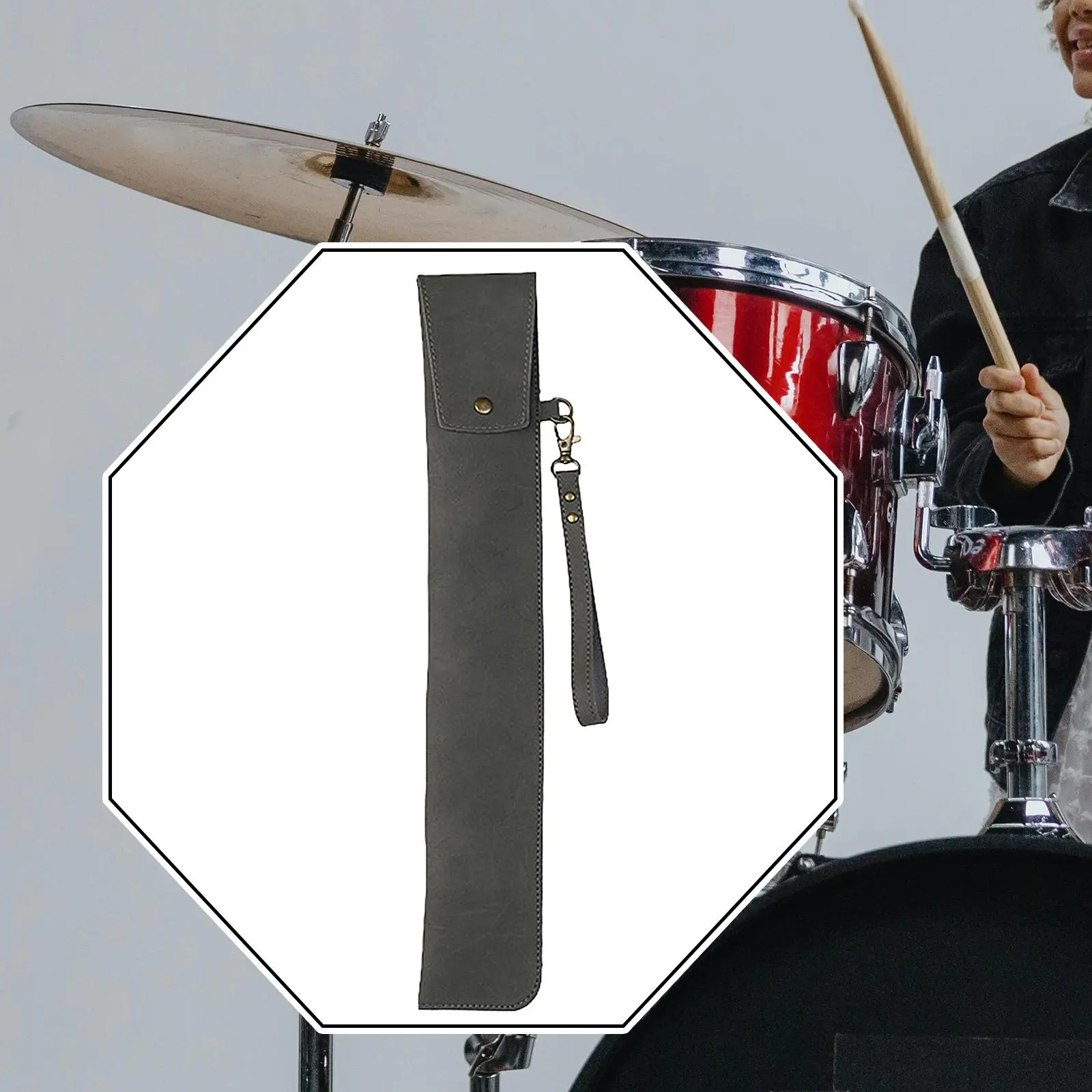 Drumstick Case PU Leather Storage Organizer Portable Bag for Drummers Percussion Accessories Solo Birthday