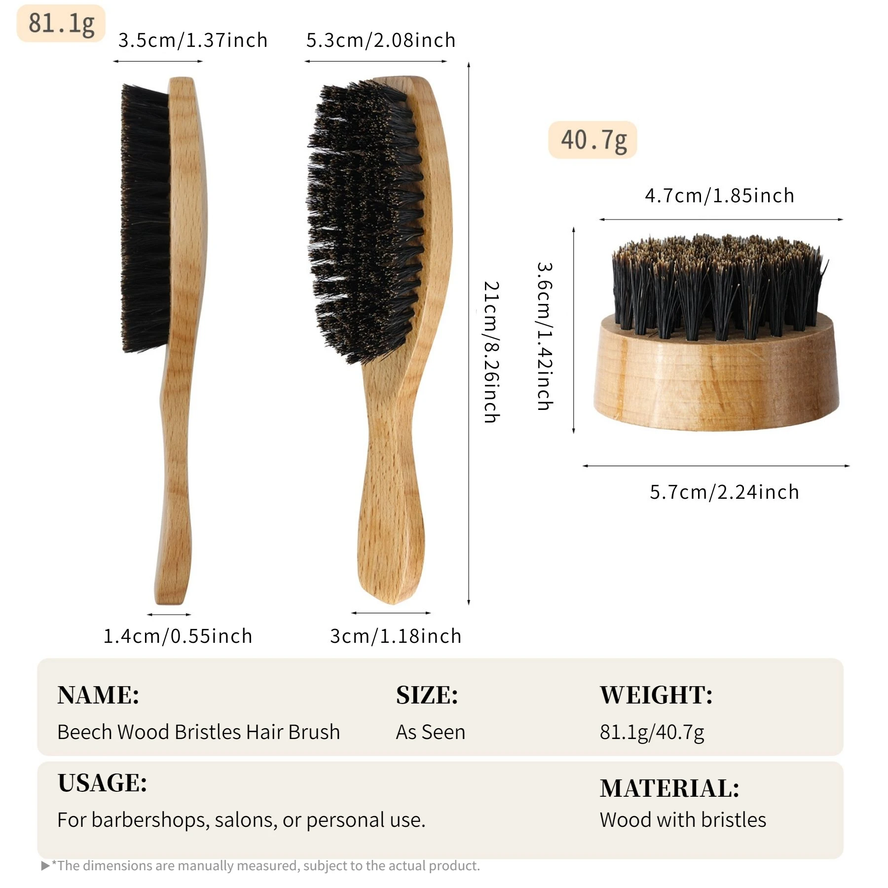 1/2pcs Men Beard Hair Styling Brush Set Wood Handle Boar Bristles Brush Moustache Cleaning Brush for Barber Salon Home