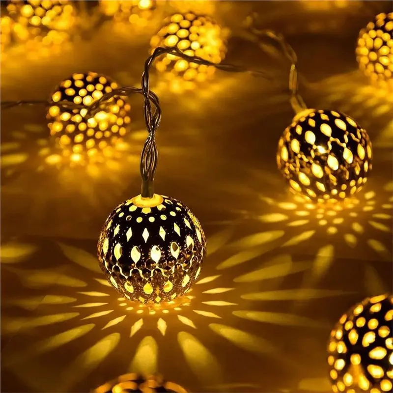 TKOH-LED Solar Powered Outdoor Moroccan Ball String Lights- Perfect For Garden Fence Christmas Decoration