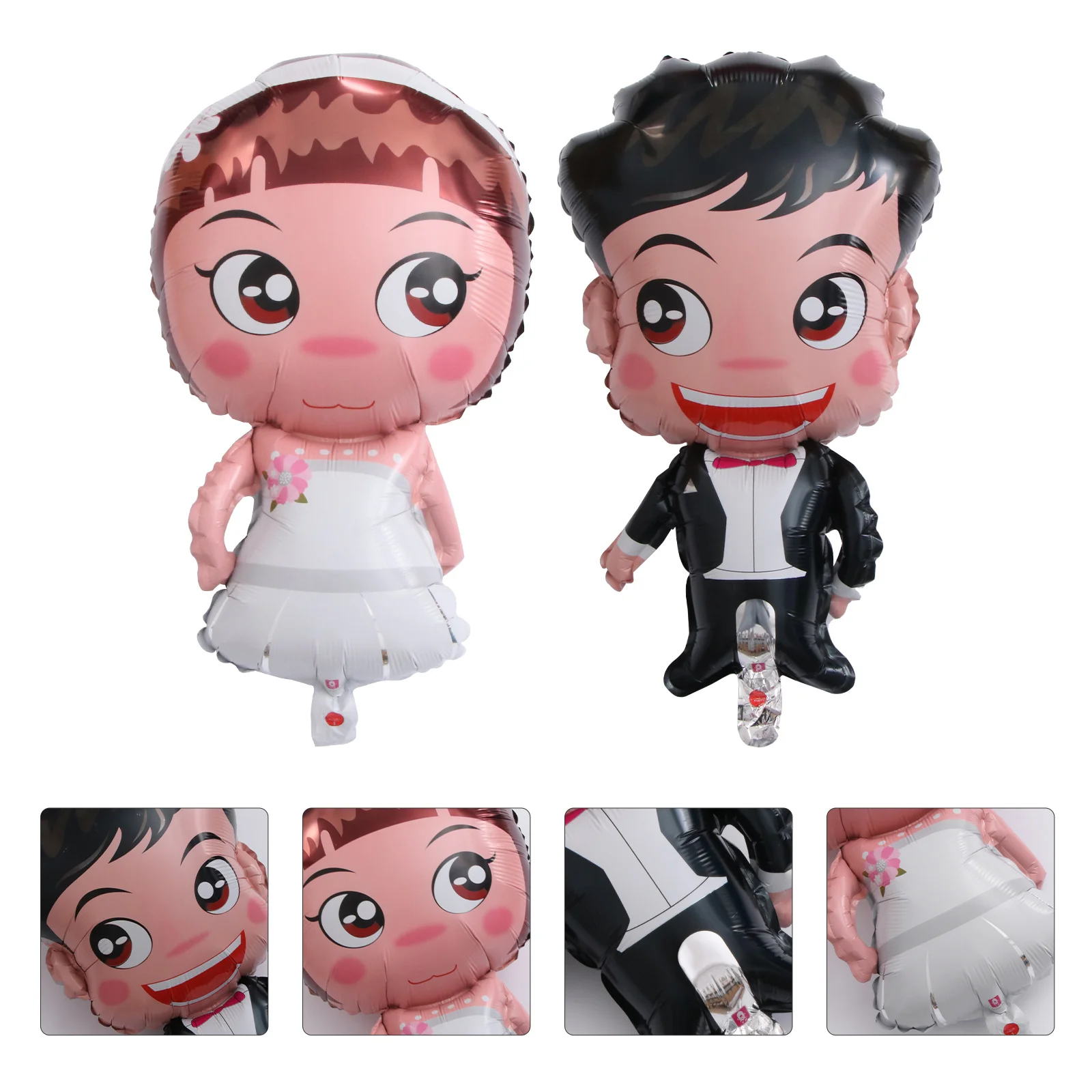 

2Pcs Bride Groom Large Cartoon Foil Balloons Wedding Party Durable Reusable Decoration Photo Backdrop Wedding Foil Balloons