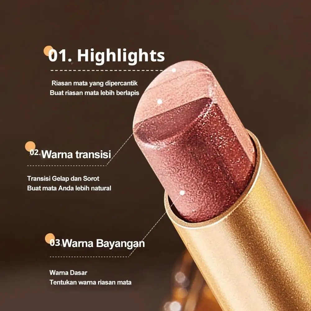 3 色グリッターアイシャドウスティックペン、シマーグラデーションアイシャドウペンシルメタリックアイシャドウスティック防水女性用アイメイク