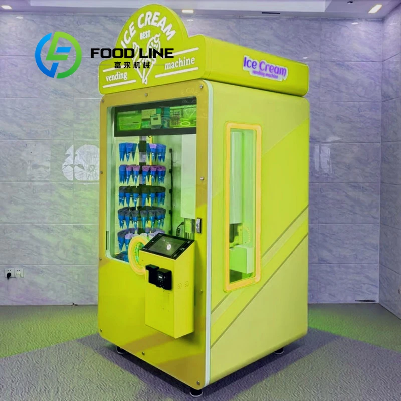 Unmanned Robotic Ice Cream Cone Vending Machine Automatic Cone Feeding And Sealing For Hygienic Fresh Ice Cream Production