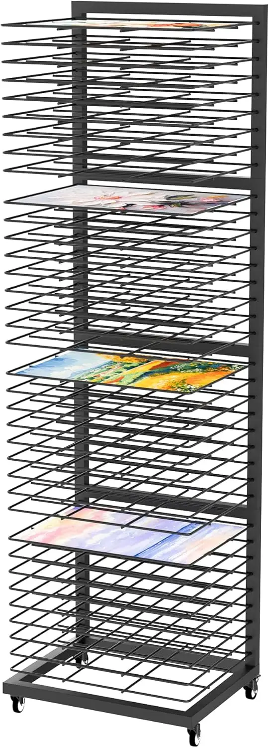 

Art Drying Ra With Loable Wheels, Painting Drying Ra With 36 Removable Shelves, Canvas Ra Art Storage For Classrooms, Art