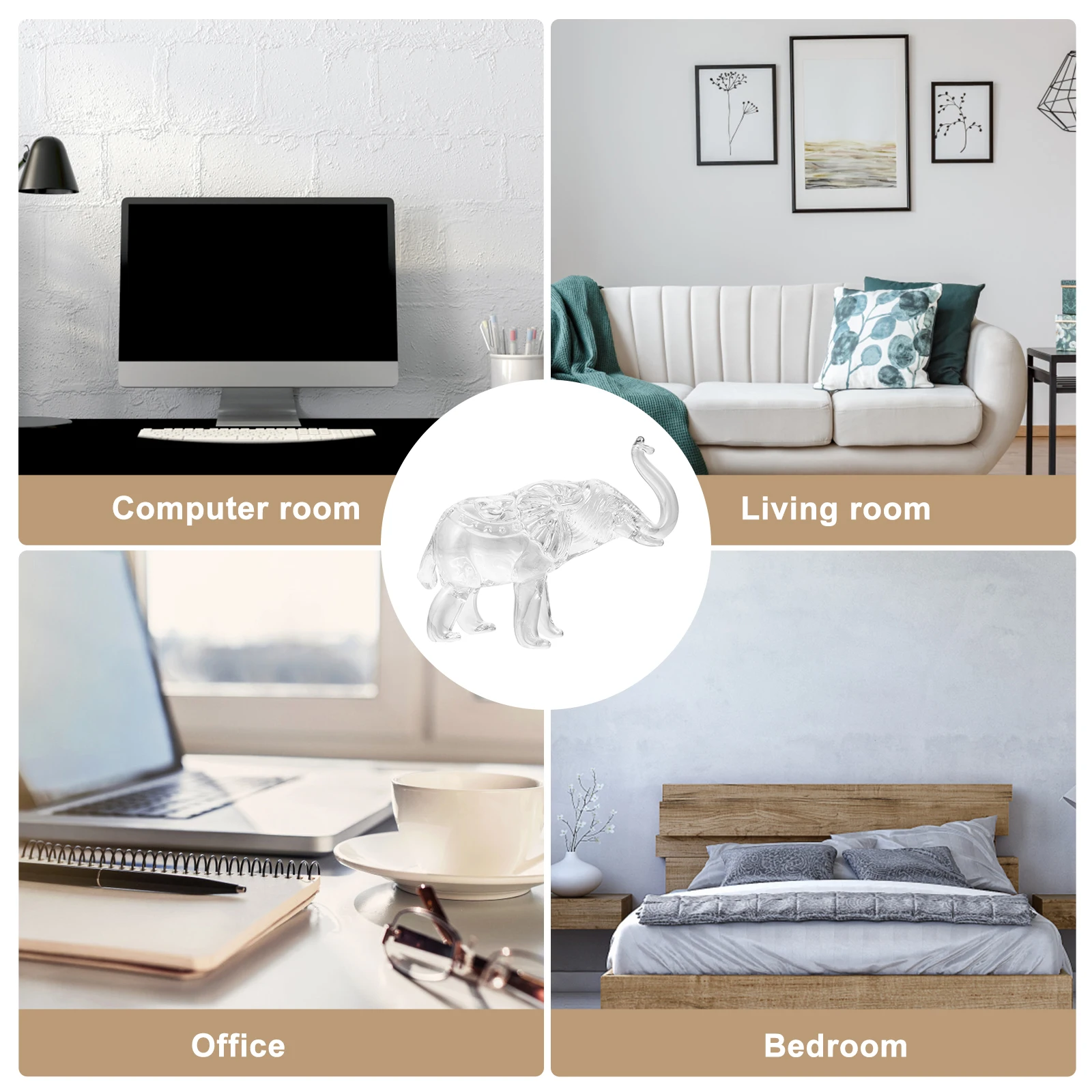 

Crystal Elephant Statues Desktop Animal Sculpture Figurines Decoration Ornament