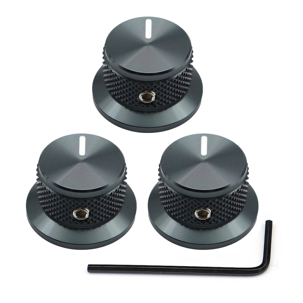 3 Stück/4 Stück Gitarrenknöpfe, Aluminium-Potentiometerknöpfe, Top-Hut-Knöpfe, Steuerknopf für Gitarre/Bass/AMPS/Vorverstärker mit Anzeige