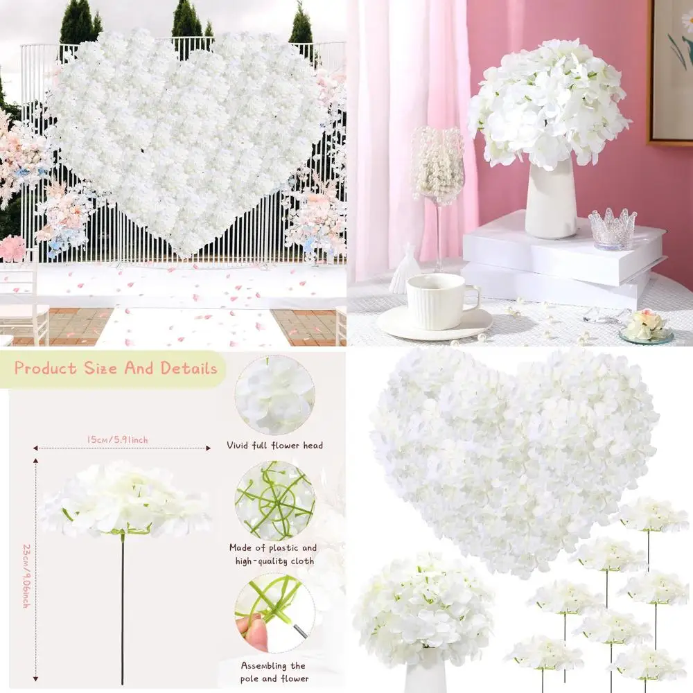 

200 стеблей белых искусственных гортензий для свадеб и домашнего декора, DIY