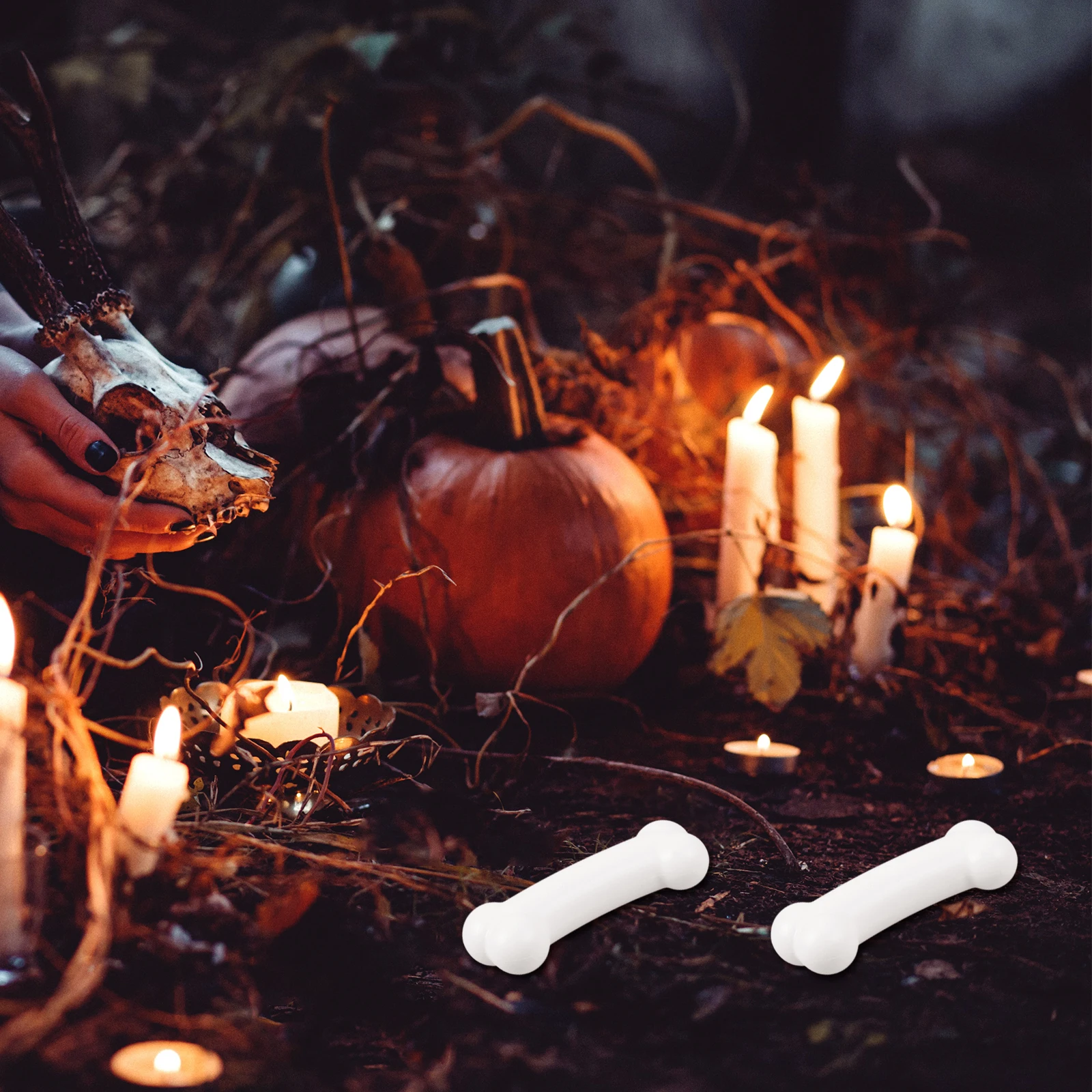 

50 Pcs Simulated Props Plastic Bones Halloween Decor Realistic Fake Bone Lightweight Reusable Spooky