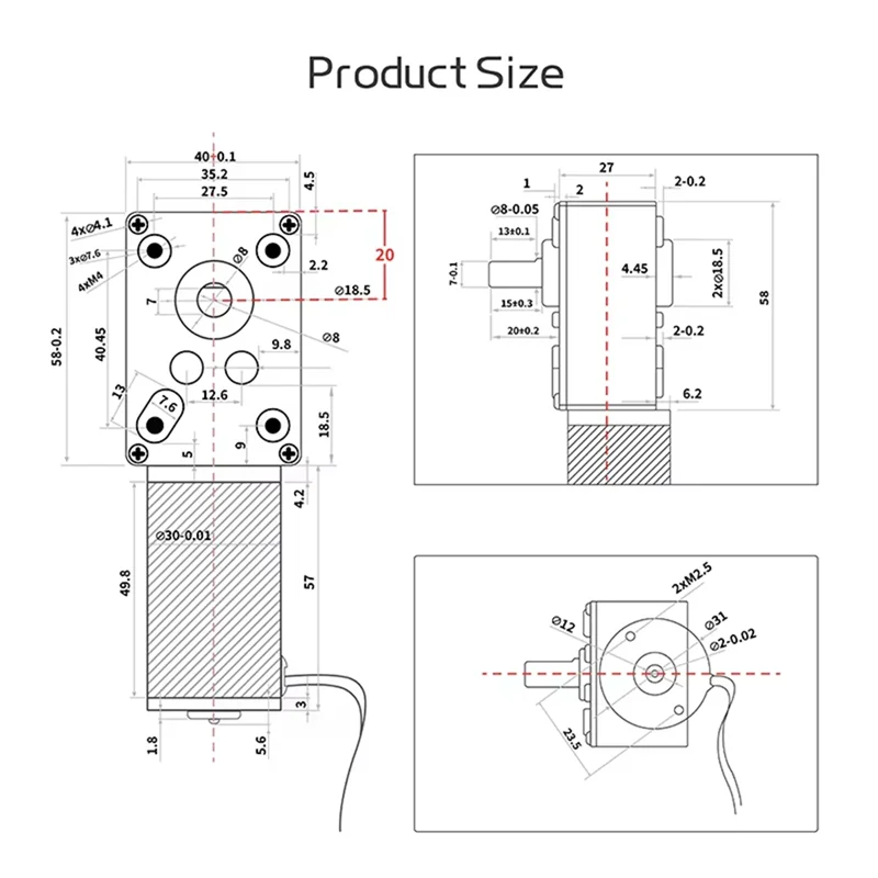 

A93Z Worm Gear DC Micro Motor 12V Metal Construction- High Power, Can Be Reversed, Self-Locking