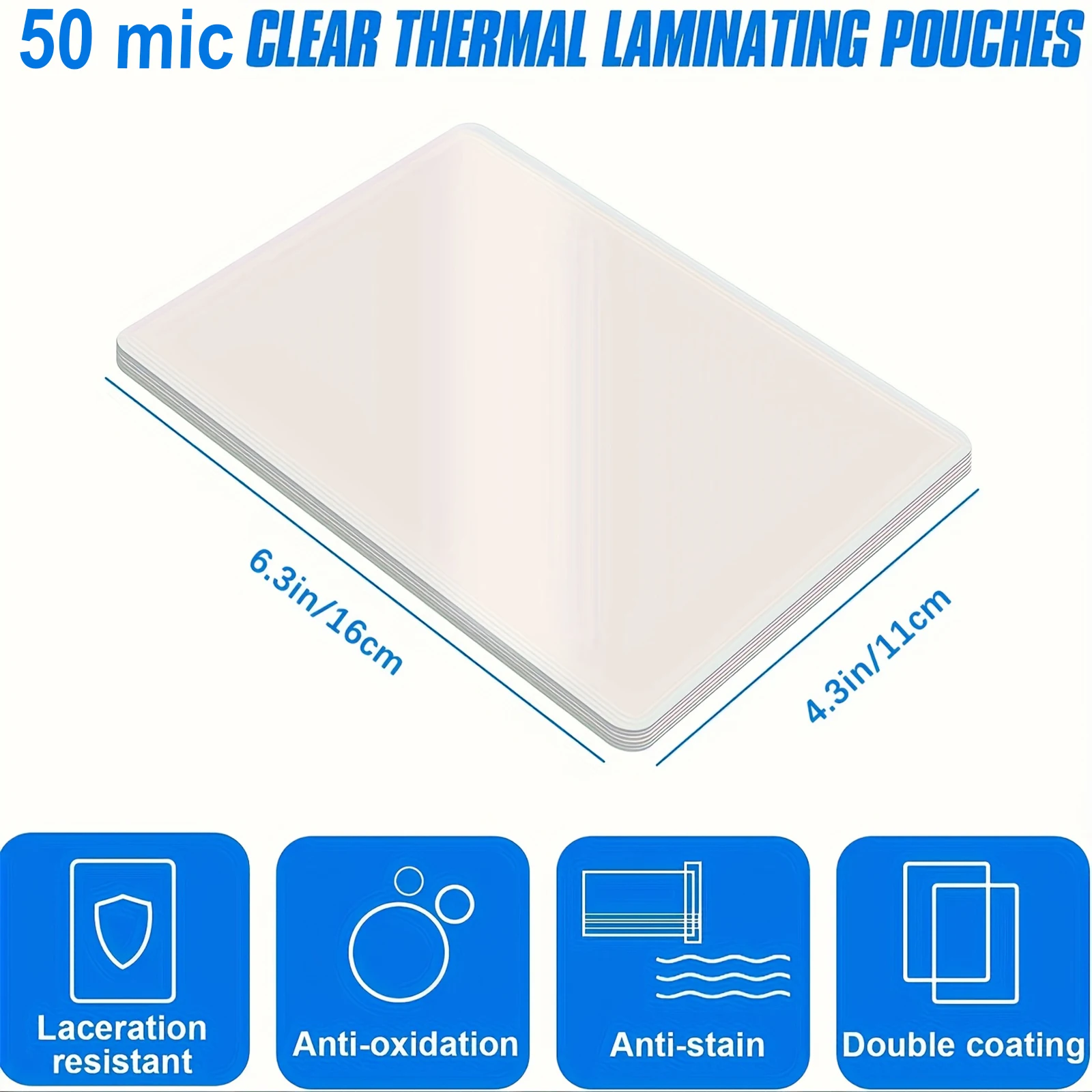 100 pcs Clear Heat Laminating Pouches, 50 Mic 4.3x6.3 In Stain and Yellowing Resistant PVC Photo Protectors, Extends Photo Life