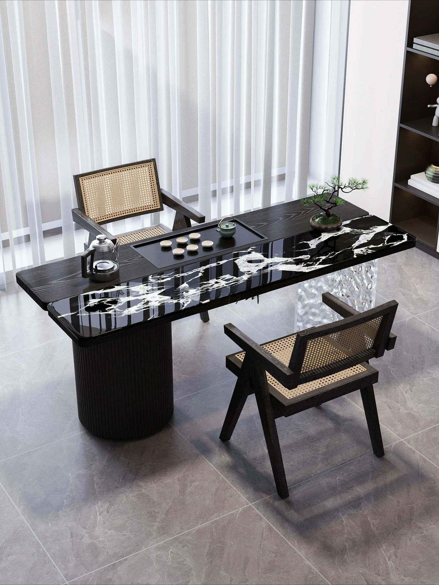 

Solid wood balcony tea table small modern simple light luxury high-end 2025 new model