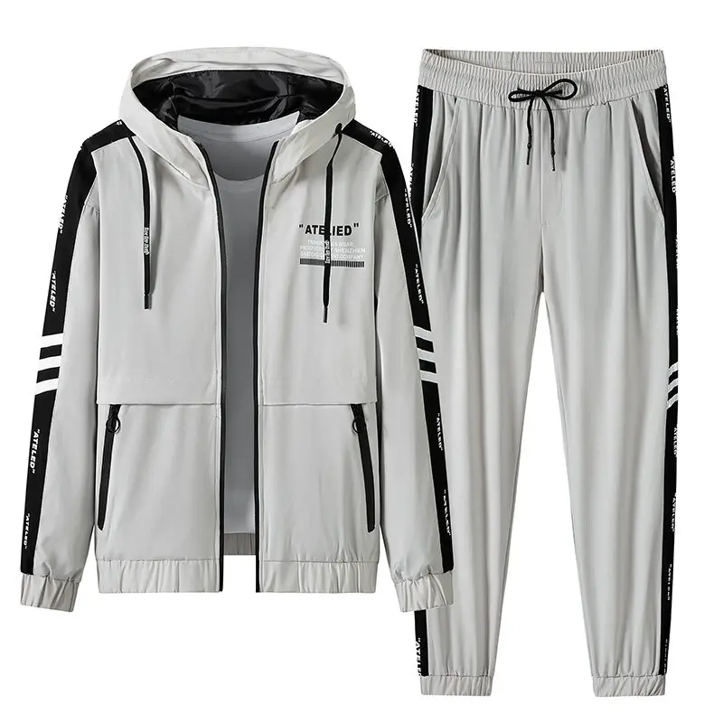 

Men Tracksuit Casual Joggers Hooded Sportswear Jackets Pants 2 Piece Sets Hip Hop Running Sports Suit