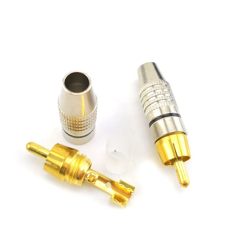 4 10pcs RCA Male Plug Connector Non Solder AV Audio Video Locking Cable Plug Adapter solderness for Video CCTV Camera Security