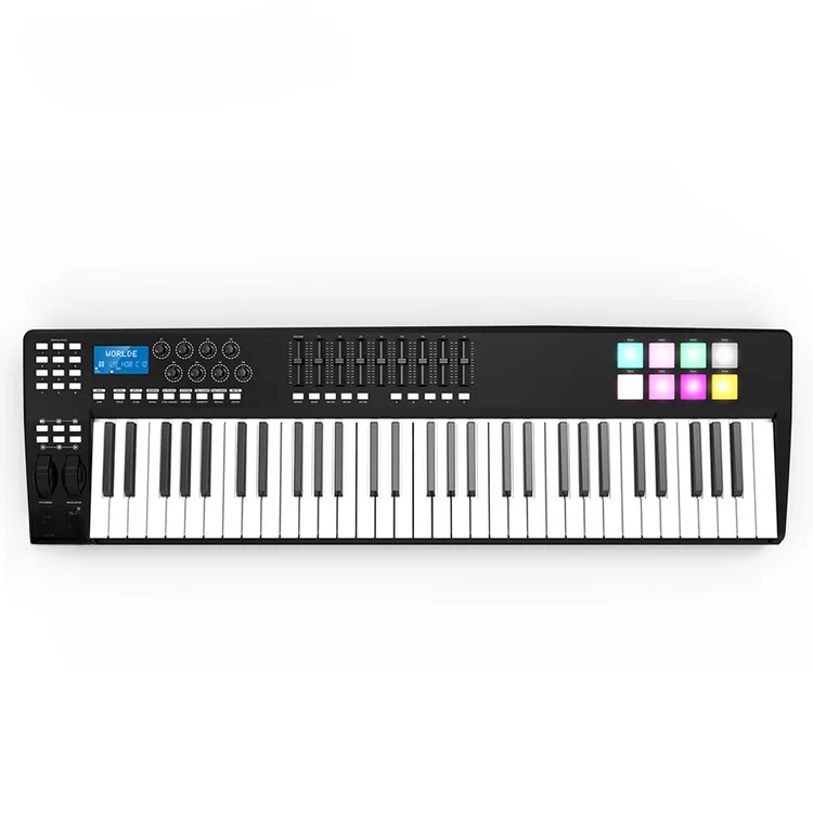 Portable 61-Key USB Keyboard Controller 8 RGB Colorful Backlit Pads with USB Cable