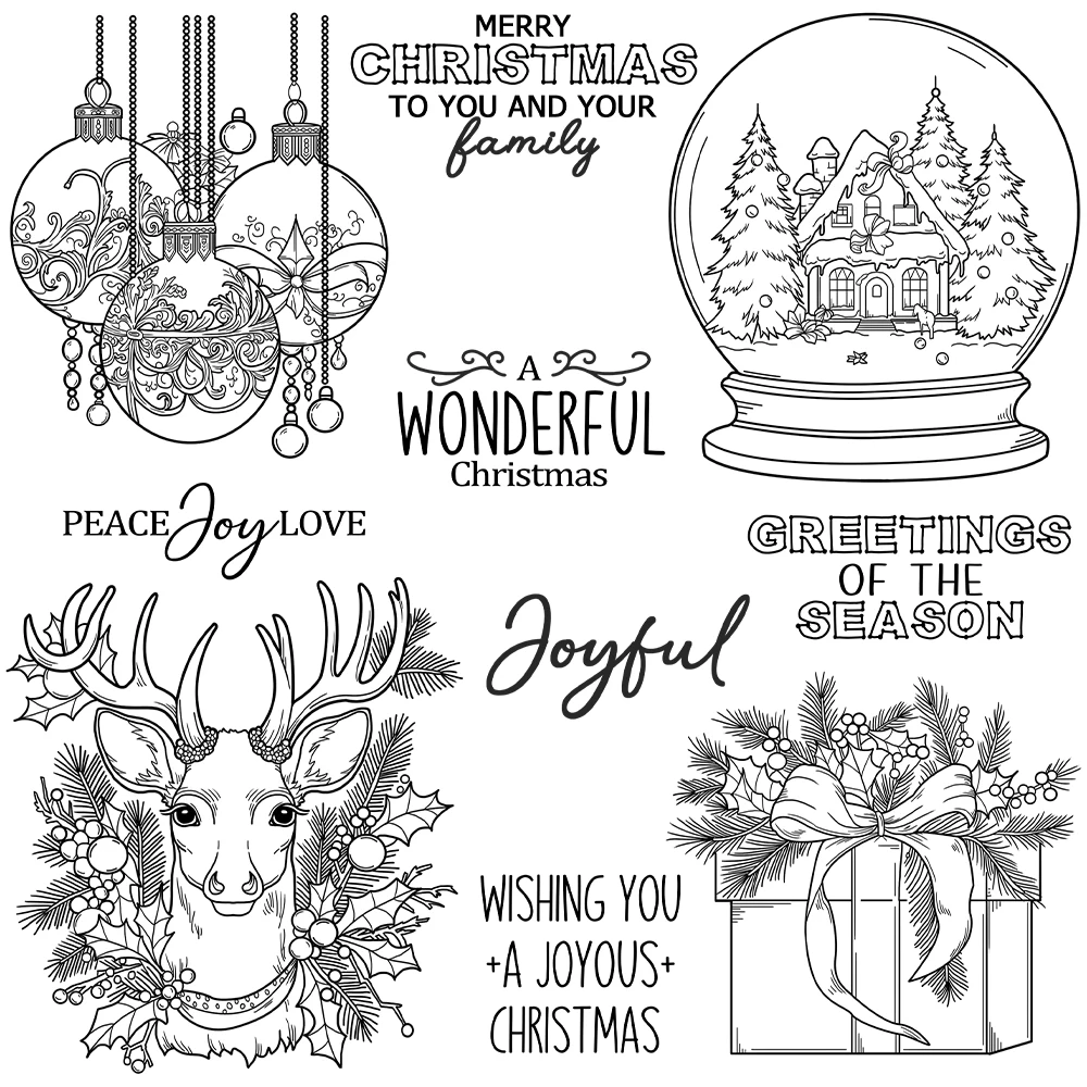 Mangocraft Merry Christmas Reindeer Gifts Clear Stamps DIY Scrapbooking Supplies Silicone Stamps For Card Making Albums Decor