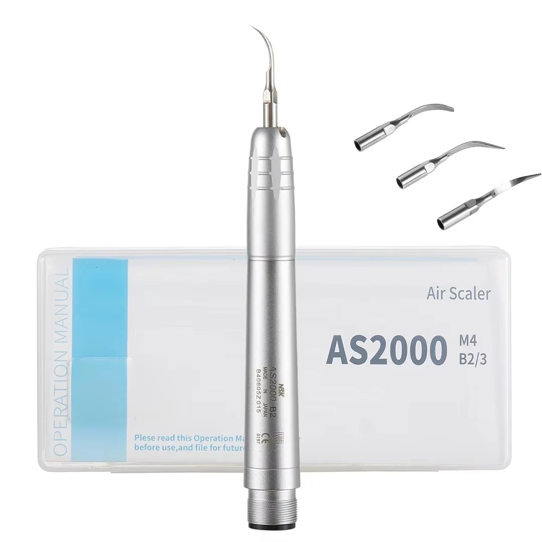 Ultrasonic Air Scaler Handpiece Pneumatic Perio Scaling 2/4 Holes 3 Tips Periodontal Dental Unit Cleaning Equipment