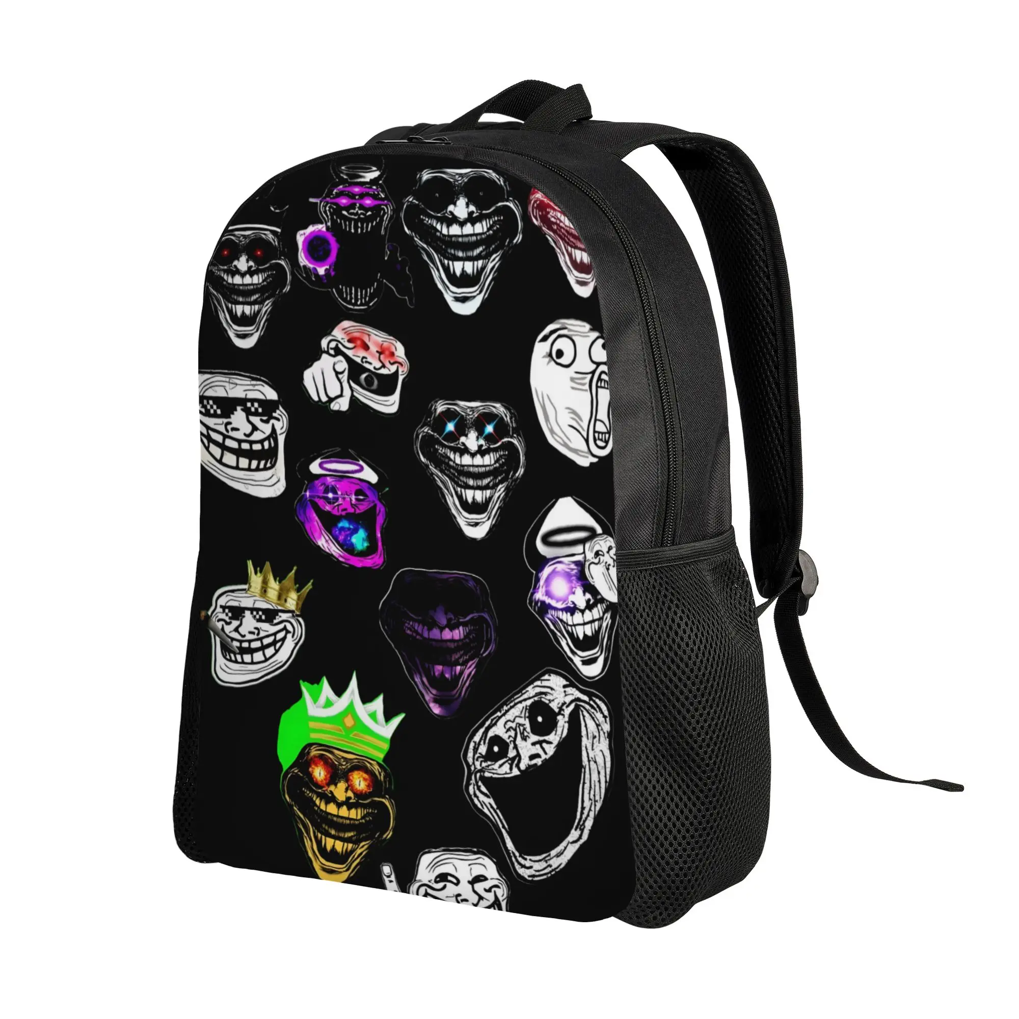 Custom 3D Printing Trollface Backpacks for Boys Girls Wacky College School Travel Bags Men Women Bookbag Fits 15 Inch Laptop