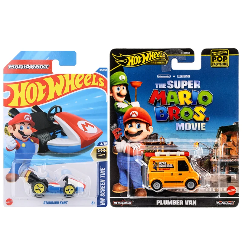 Hot Wheels 2025B C4982 #30 Standard Kart Mariokart Pop Culture Plumber Van Super Mario Bros 1/64 Diecast Model Car Toy