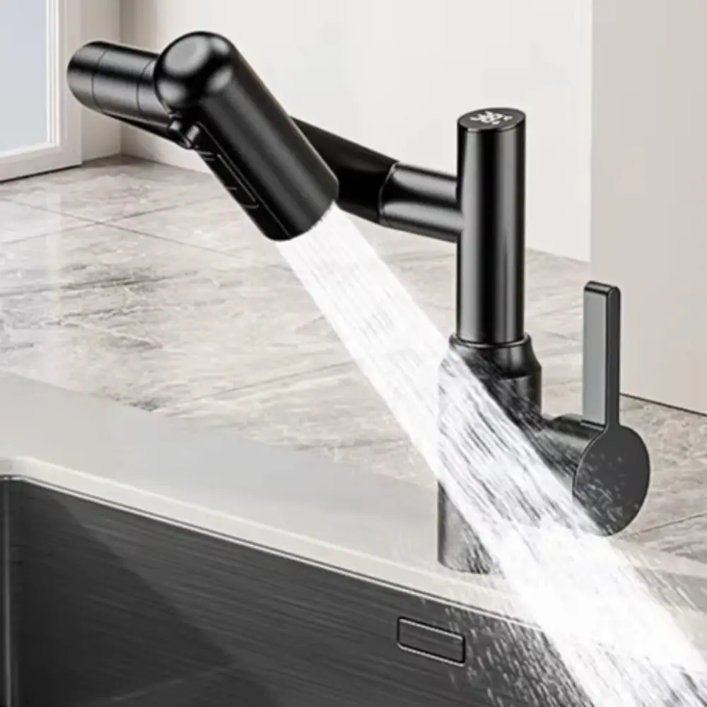 

Stainless Steel Universal Rotation Faucet Ceramic Disc Valve Core 3 Water Modes Digital Display Faucet Temperature Display