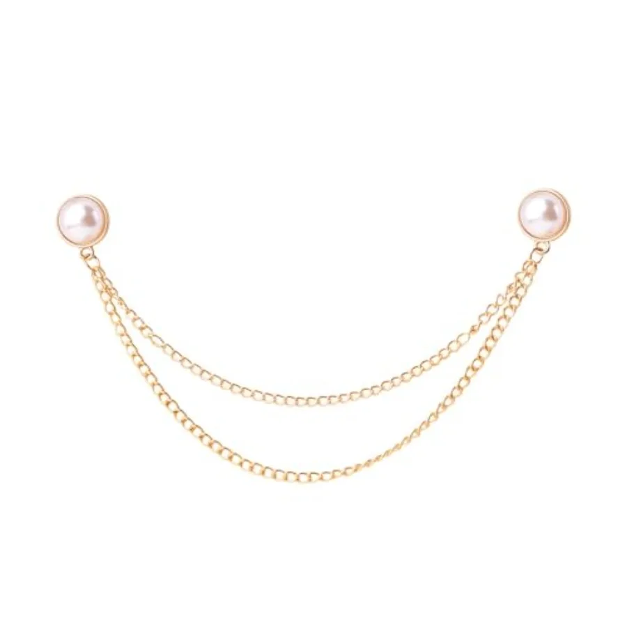 

Pearl Brooch Pins Tassel Chain Brooch Collar Pins Lapel Pins for Men Women Dress Shirt Collar Chain Suit Collar Brooch Hanging