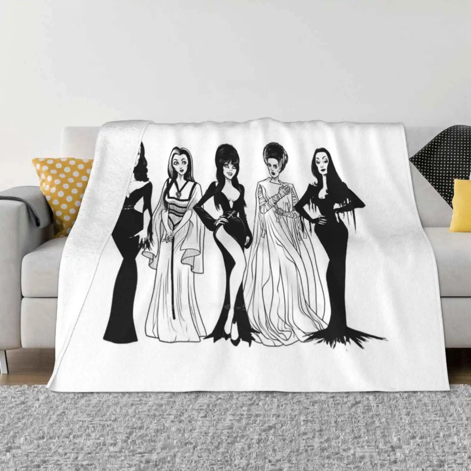 Sisterhood Low Price New Print Novelty Fashion Soft Warm Blanket Sisters Vampira Lily Munster Morticia Addams Goth Babes