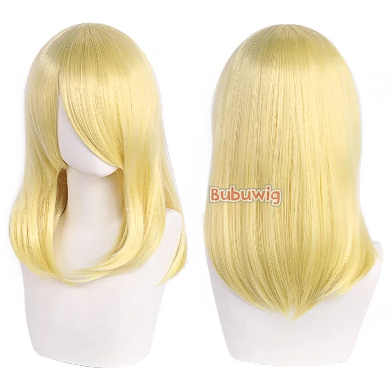 Bubuwig الشعر الاصطناعية 30 ألوان 40 سنتيمتر طويل مستقيم أنيمي موضة لوليتا تأثيري الباروكات لون نقي أزرق شعر مستعار أشقر مقاومة للحرارة #4