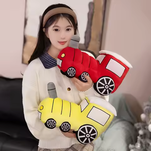 Creative Stuffed Train Plush Toys Funny Colorful Train Toys Soft Cozy Throw Pillow Funny Children Teaching Props Cute Gift
