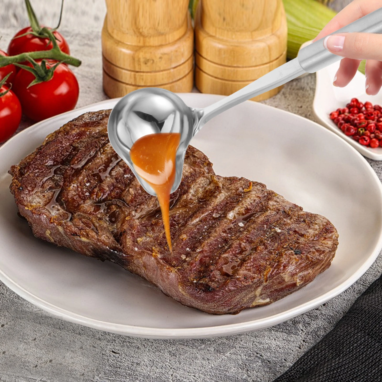 

Duckbill Soup Spoon Stainless Steel Handle Sauce Ladle Practical Storage Ramen Tableware Kitchen Bar