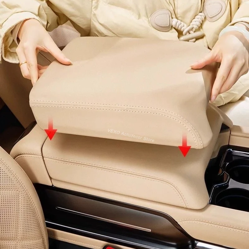 For BYD Formula Leopard 8 Denza B8 Center Console Armrest Box Cover Heighten Pad Leather Central Fridge Protector Sleeve Interio