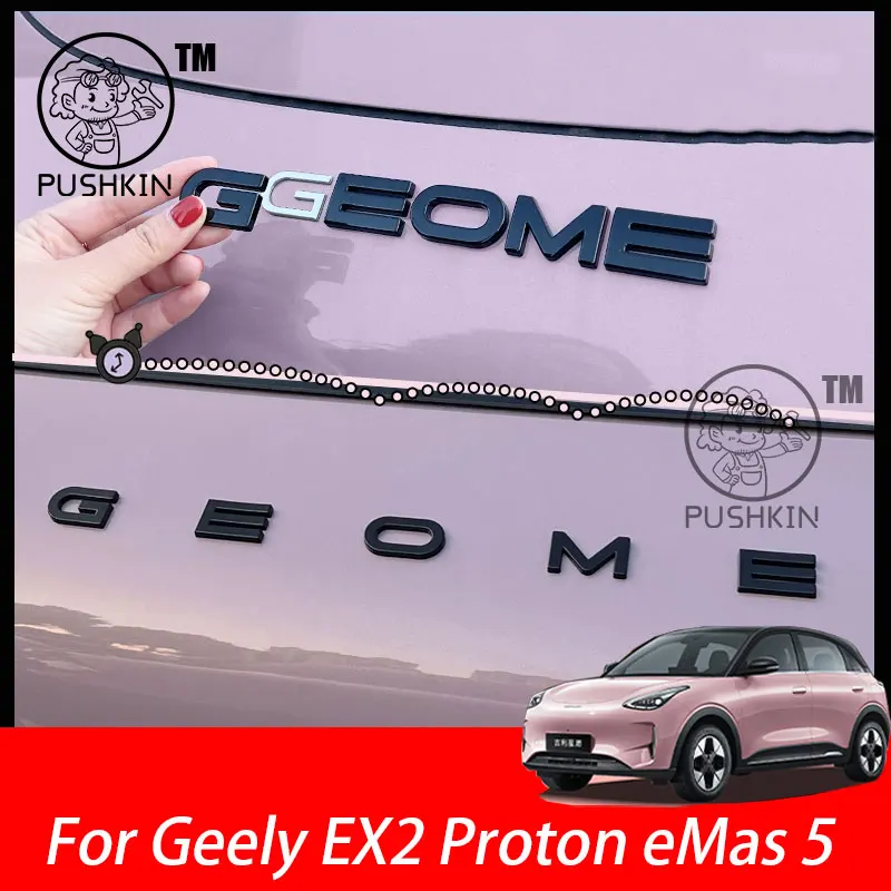 

For Geely EX2 Proton eMas 5 Geely Geome 3D ABS Sticker Car Front and Back Emblem Badge Decals Black Badge Logo Emblem Cover