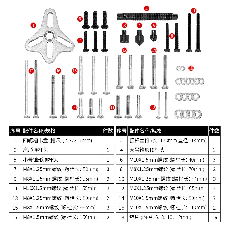 46 pieces of automobile code disassembly puller, harmonic balancer, pulley puller, disassembly, assembly and extraction tool