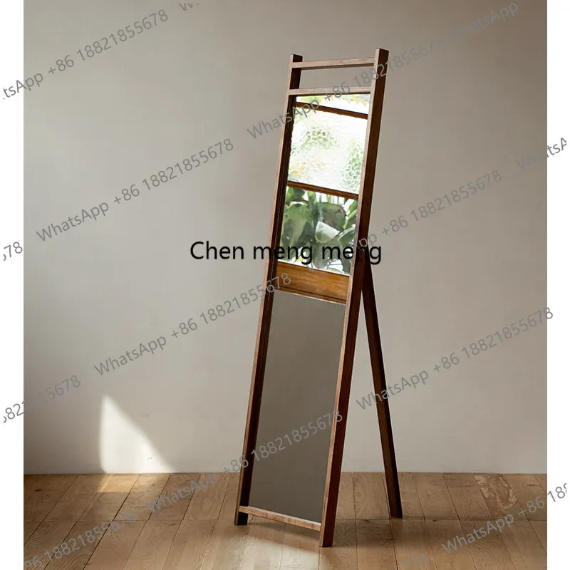 

Nordic retro black walnut full-body mirror floor fitting mirror bedroom full-length mirror