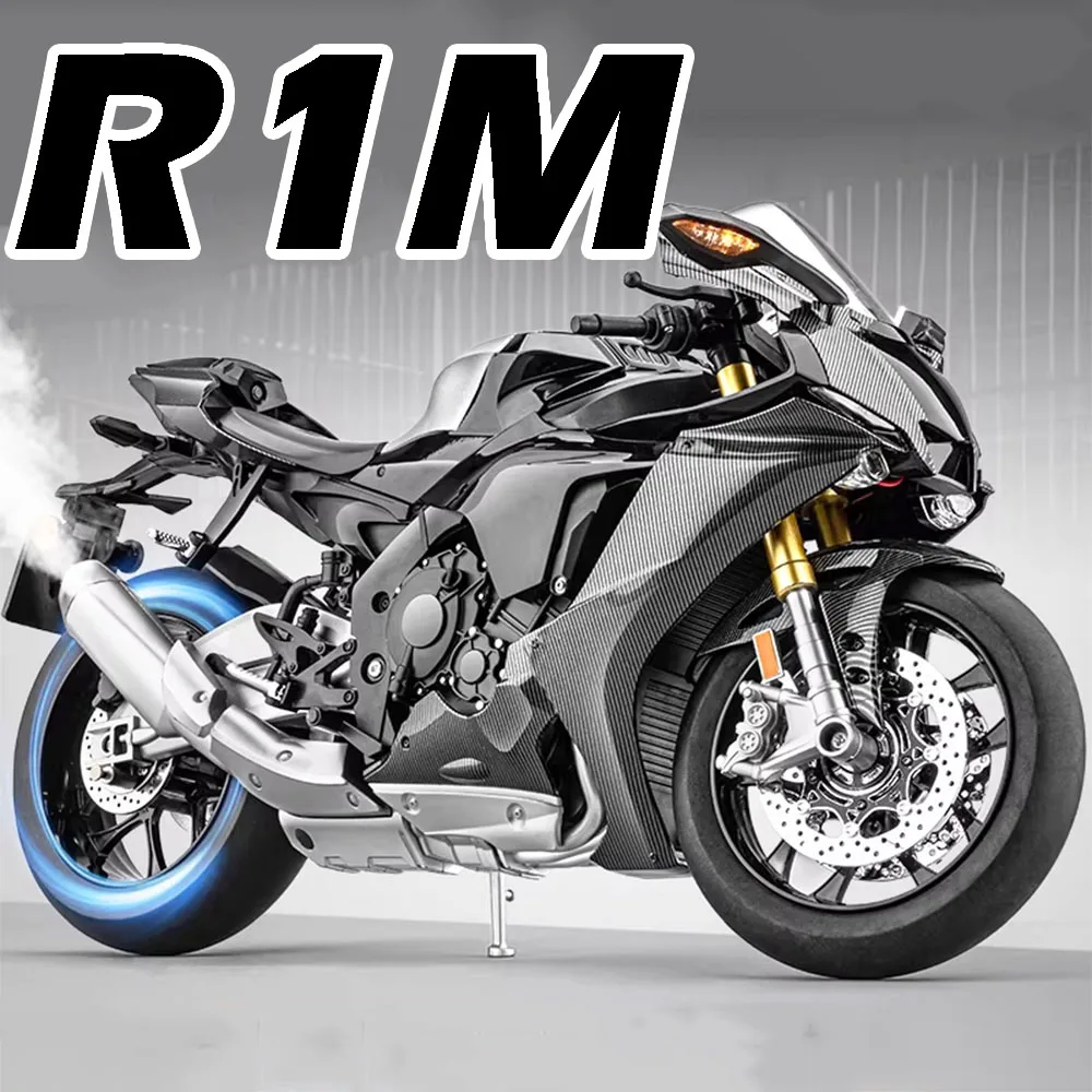 

1:6 R1M Spray Toy Model Motorcycles Metal Diecast Shock Absorption Front Wheel Steering Sound Light for Boys Christmas Gifts