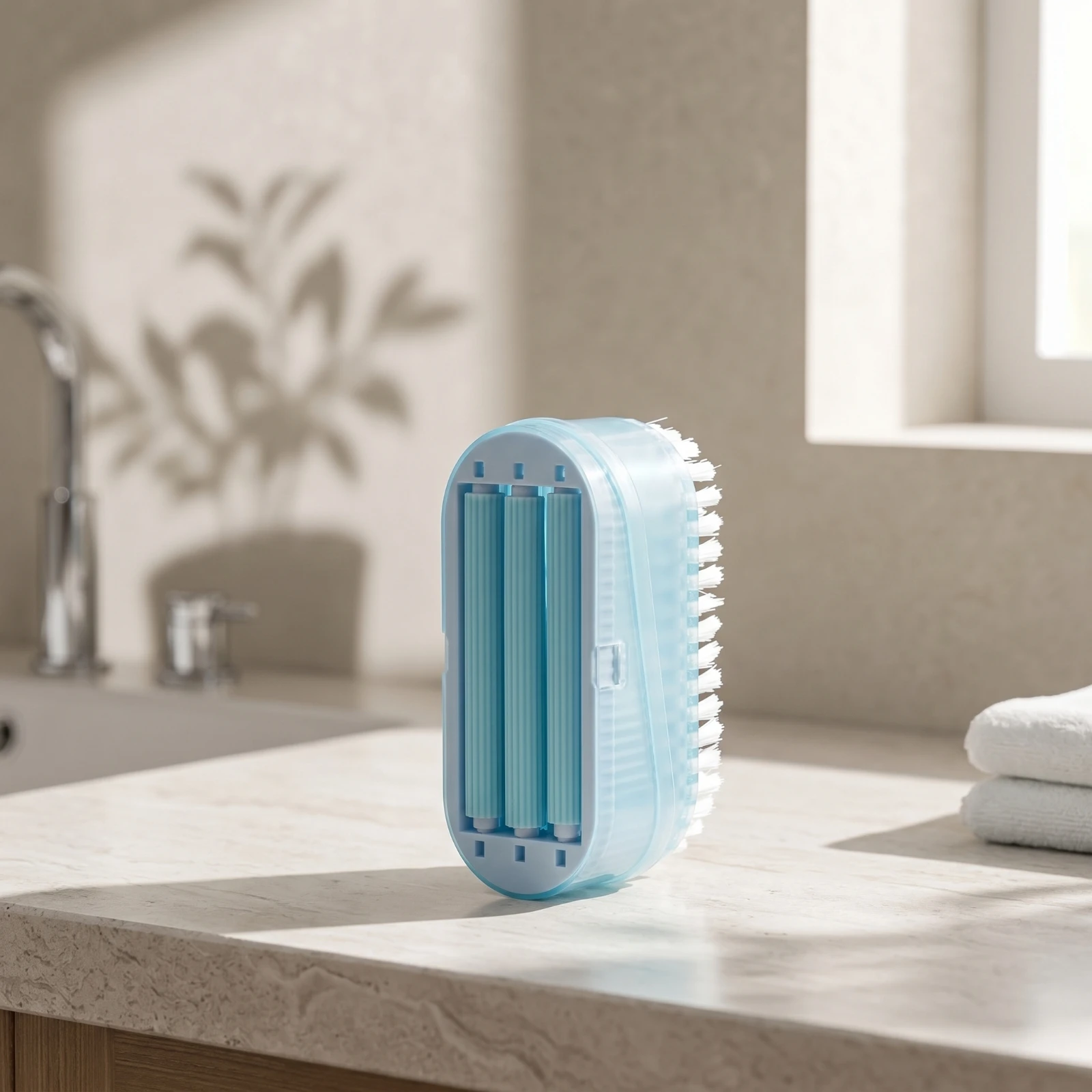 Soap Foaming Brush Box Translucent Soap Box with Brush Compact Draining for Bathroom, Sink