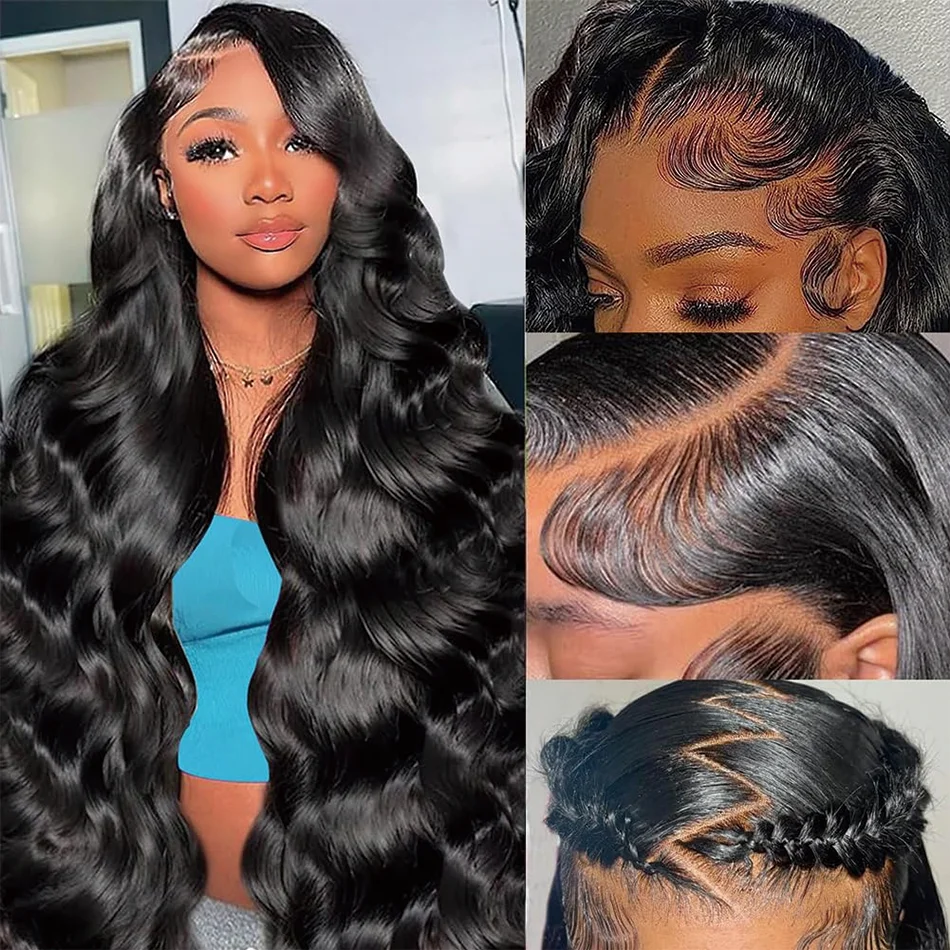 

34inch 13x4 Body Wave Lace Front Wigs Human Hair 180% Density HD Transparent Lace Frontal Wigs with Baby Hair for Women