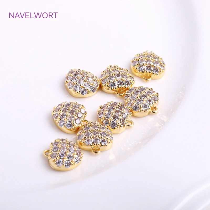 Trendy 14K Gold Plated Tiny Love Pendants High Quality Inlaid Zircon Heart Charms DIY Fashion Earring Making Accessories