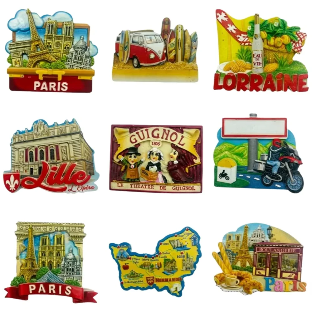 3D Resin France Fridge Magnet Paris Lille Bretagne Souvenir Refrigerator Sticker Home Decor