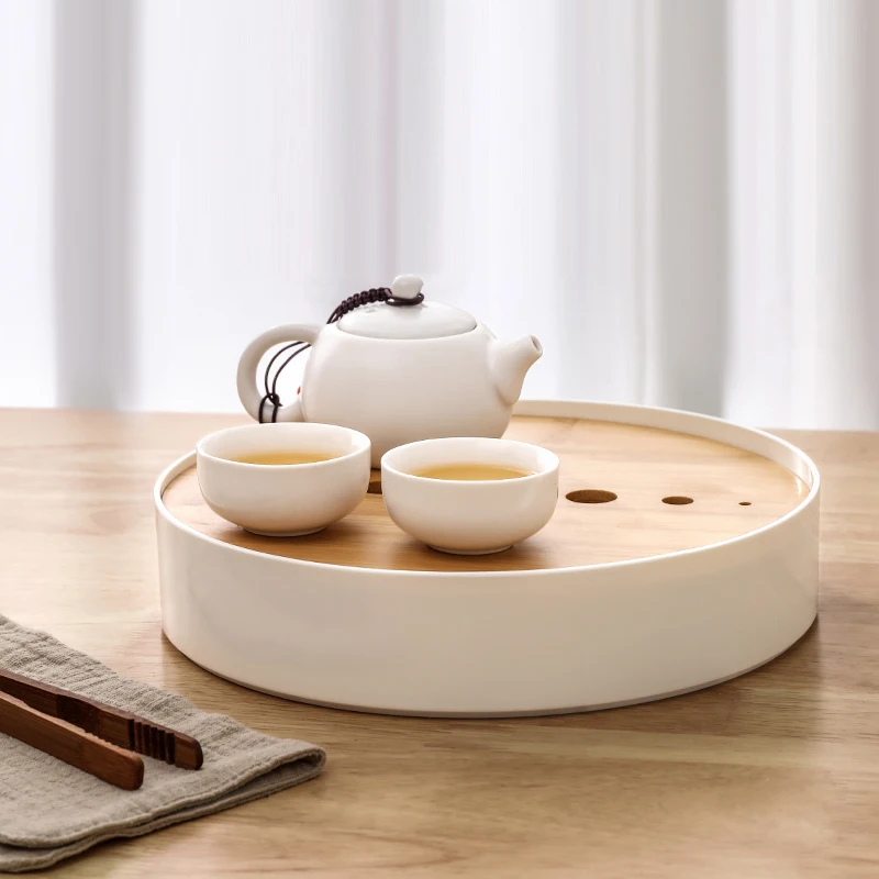 

Бытовой набор кунг-фу, 2 шт., поднос для сухого заваривания, маленький поднос для чая, простой круглый бамбуковый сливной поднос для чая в японском стиле